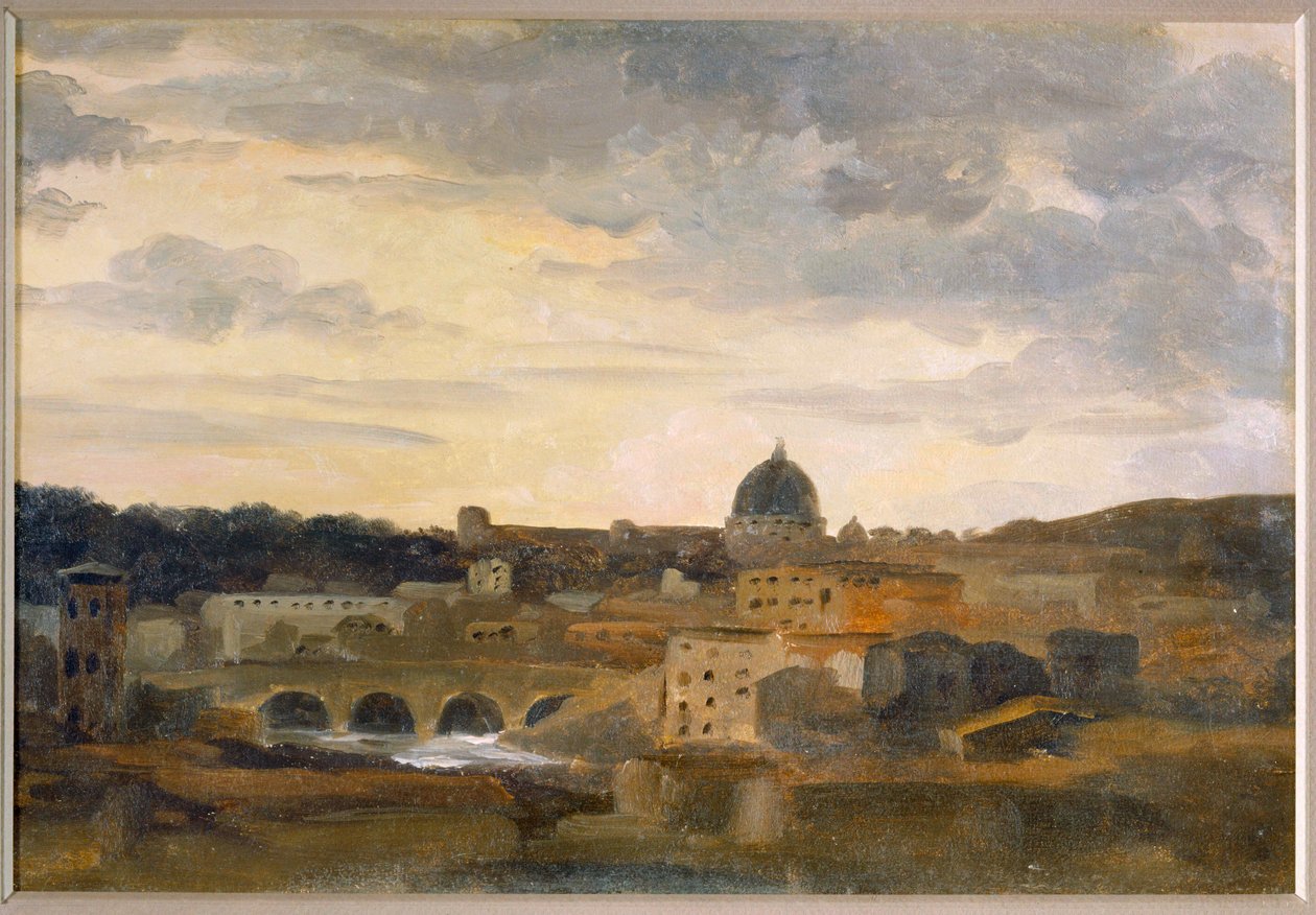 Udsigt over Rom i stormvejr (tegning på karton) af Pierre Henri de Valenciennes