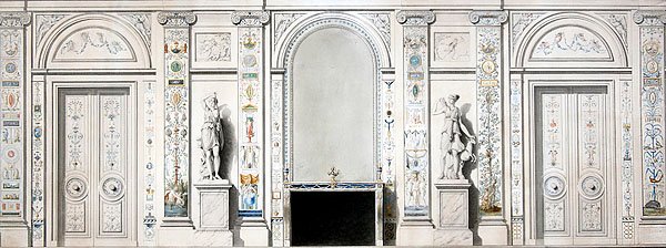 Design til en salon (kridt, blæk, akvarel og kropsfarve på papir) af Pierre II Rousseau