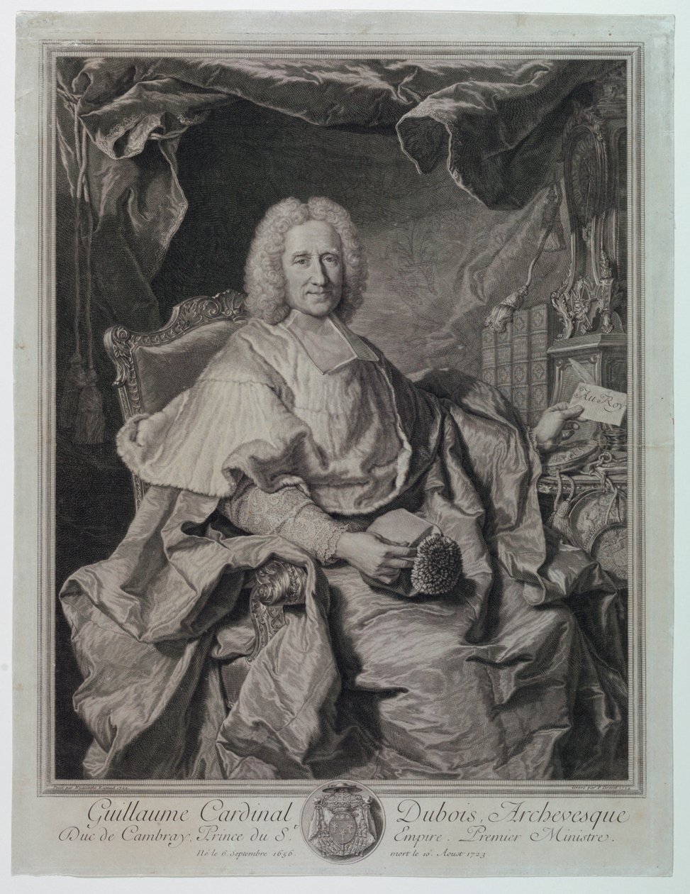 Portræt af Guillaume Cardinal Dubois (1650-1723) af Pierre Imbert Drevet