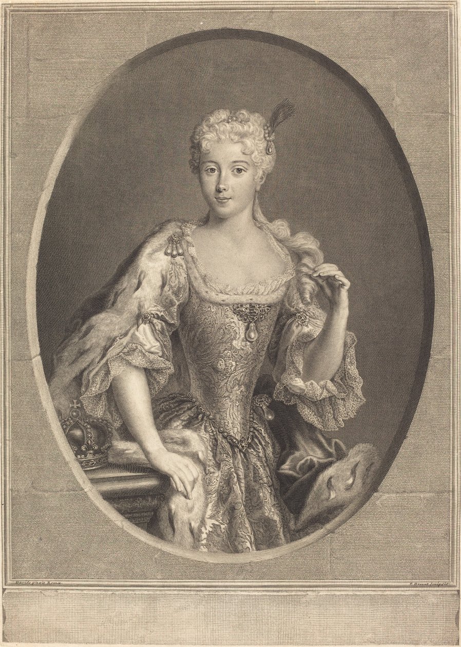 Maria Klementyna Sobieska af Pierre Imbert Drevet, after Antonio David