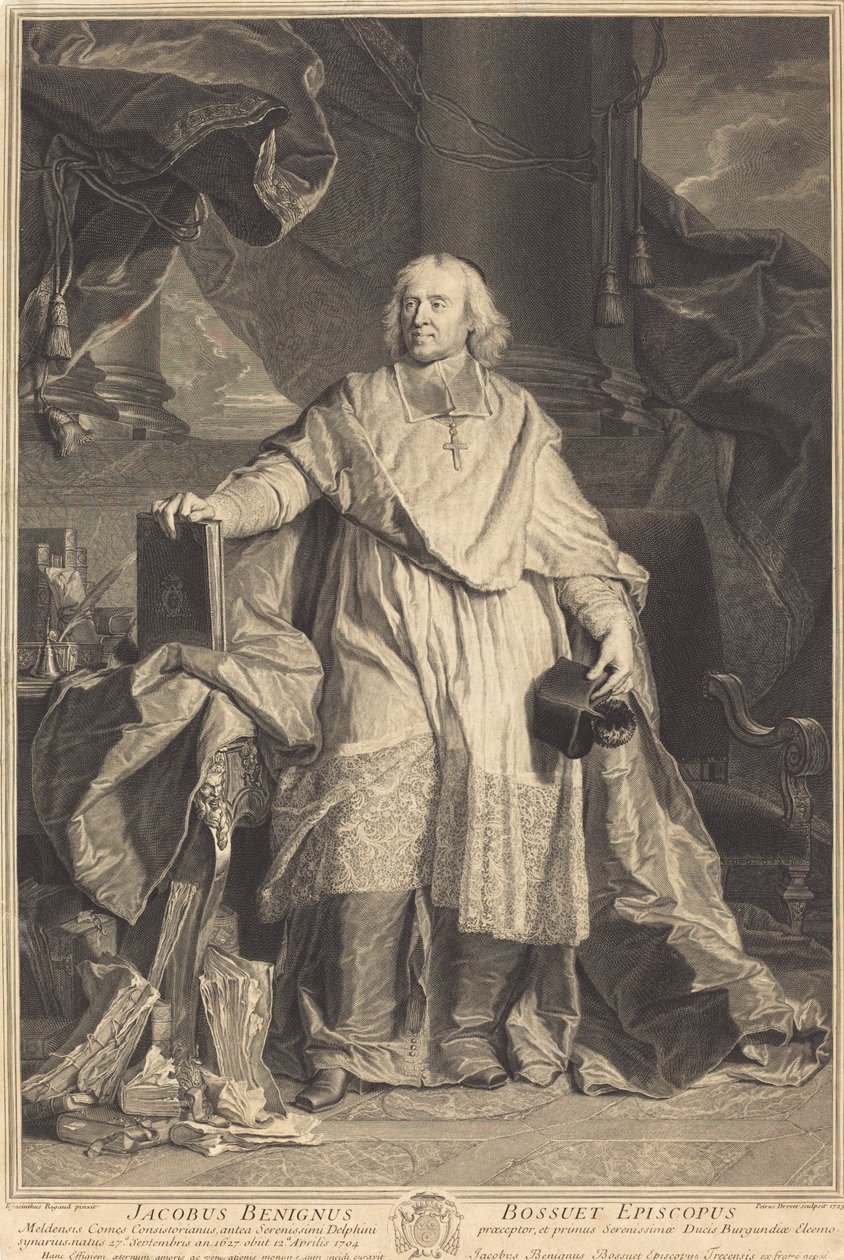 Jacques-Benigne Bossuet af Pierre Imbert Drevet after Hyacinthe Rigaud
