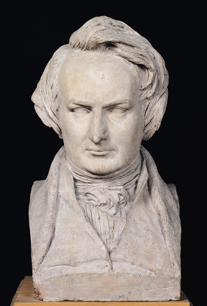 Buste af Victor Hugo (1802-85) i en alder af 35, 1837 (gips) af Pierre Jean David d