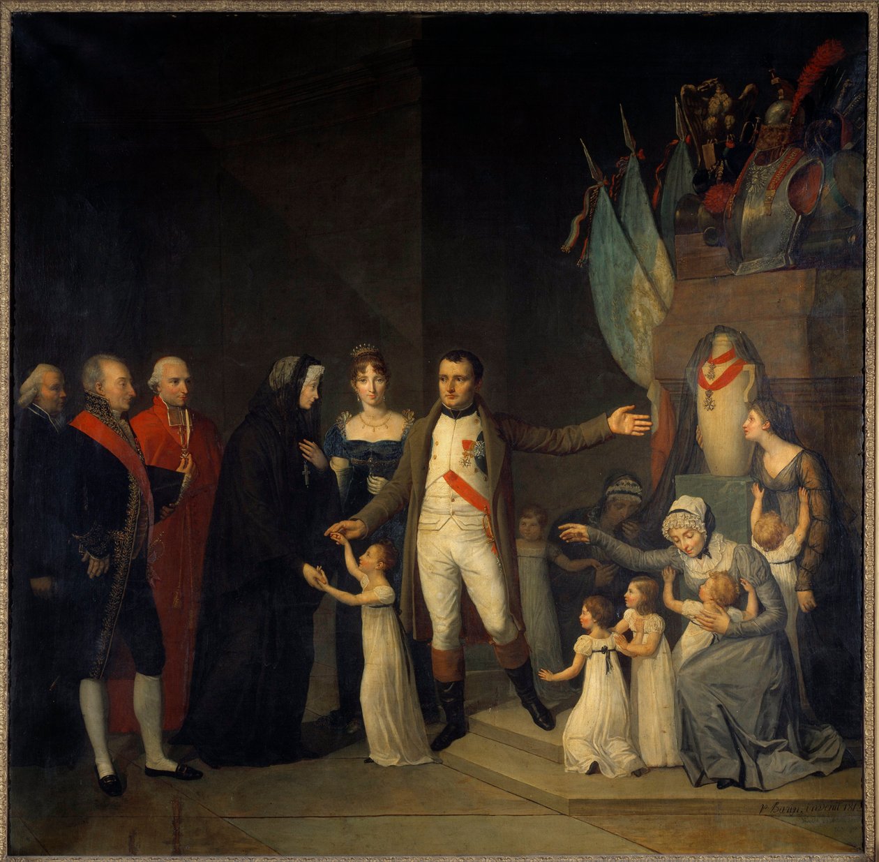 Stiftelsen af Æreslegionens uddannelsescentre med Napoleon I. Maleri af Pierre Joseph Bazin (1797-1866) Paris fra det 19. århundrede, Museum of the Legion d