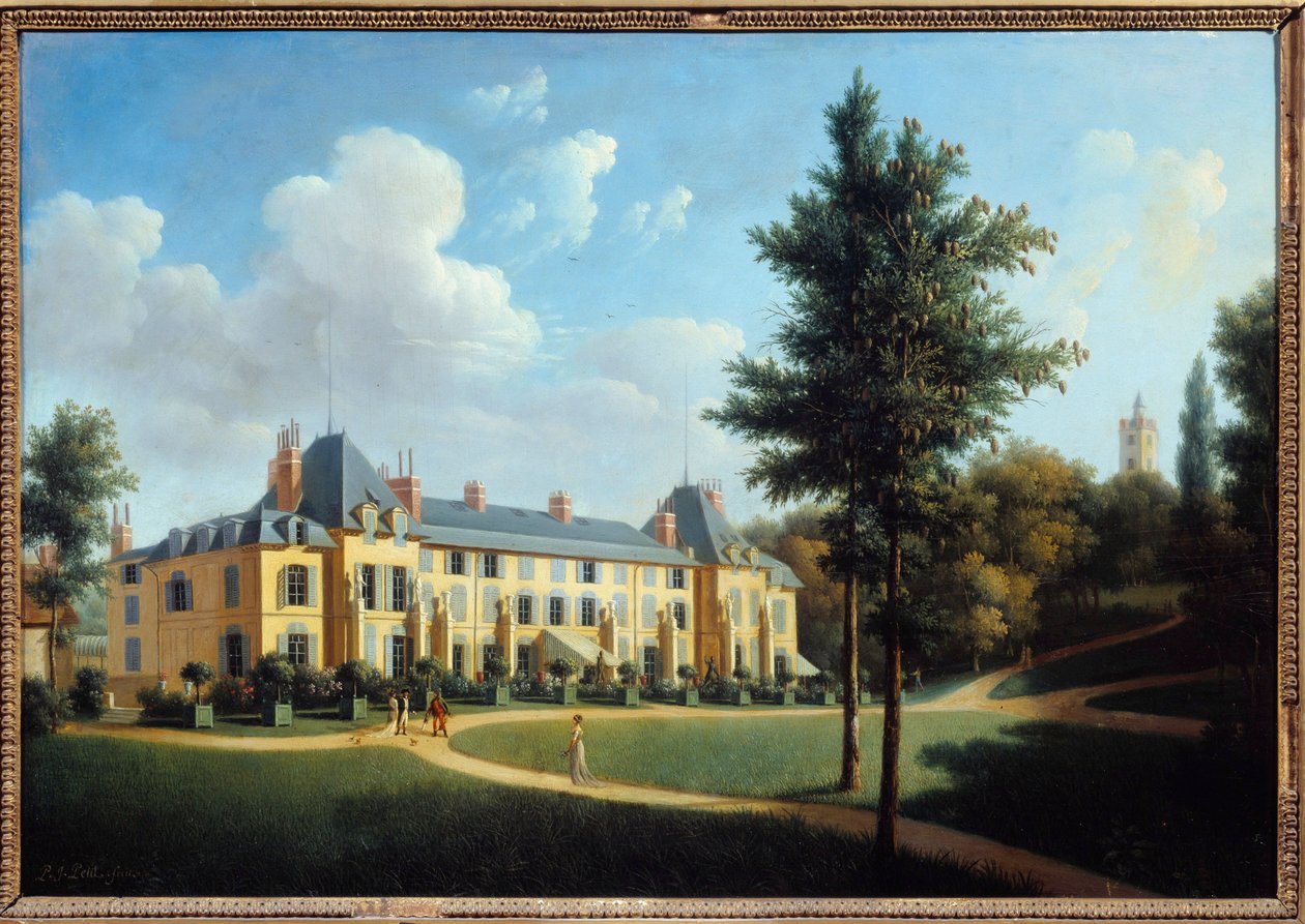 First Empire: "" Udsigt over slottet Malmaison, facade på parken"" Maleri af Pierre Joseph Petro (aktiv mellem 1795 og 1819) 1805 Søn. 0,38x0,55 m Malmaison, musee du chateau af Pierre Joseph Petit