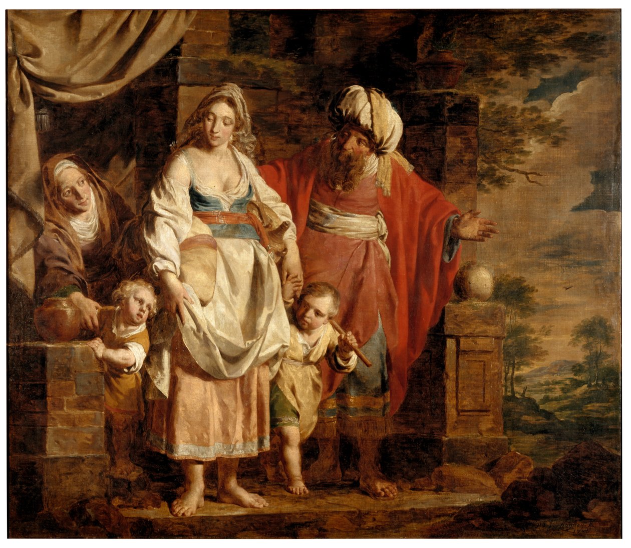 Historien om Abraham (olie på panel) af Pierre Joseph Verhaghen