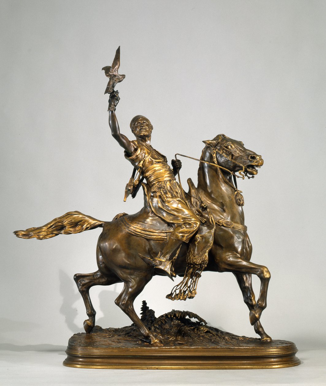 Arabisk falkoner til hest, ca. 1880 (bronze) af Pierre Jules Mene