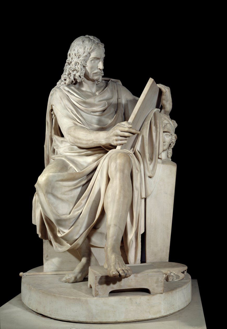 Den franske maler Nicolas Poussin (1594-1660) Marmorskulptur af Pierre Julien (1731-1804) 1804 Søn. 1,64x1,01 m Paris, Musée du Louvre af Pierre Julien