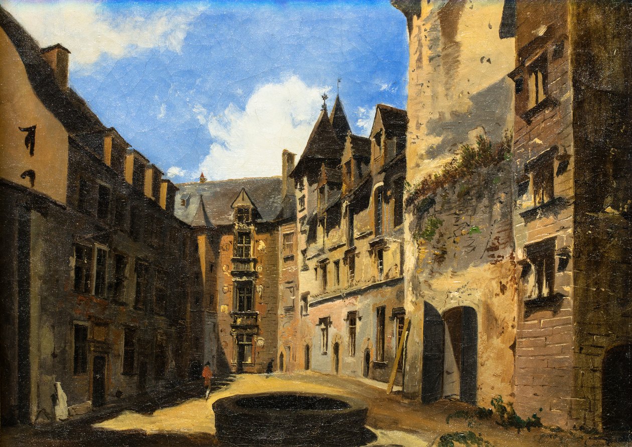 Udsigt over gårdspladsen på Château de Pau af Pierre Justin Ouvrie