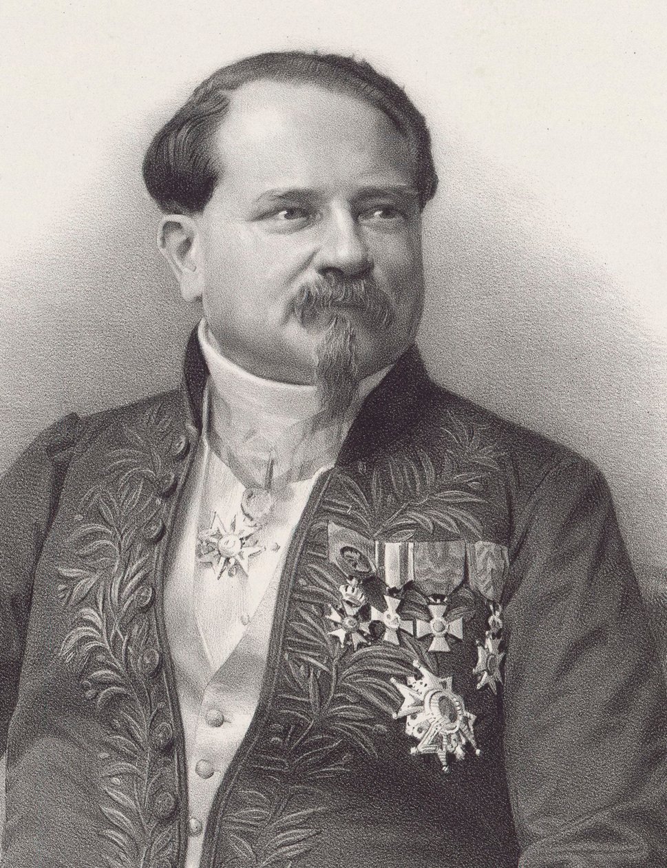 Portræt af komponisten Jean-Georges Kastner 1810-1867, 1866. af Pierre Lanith Petit