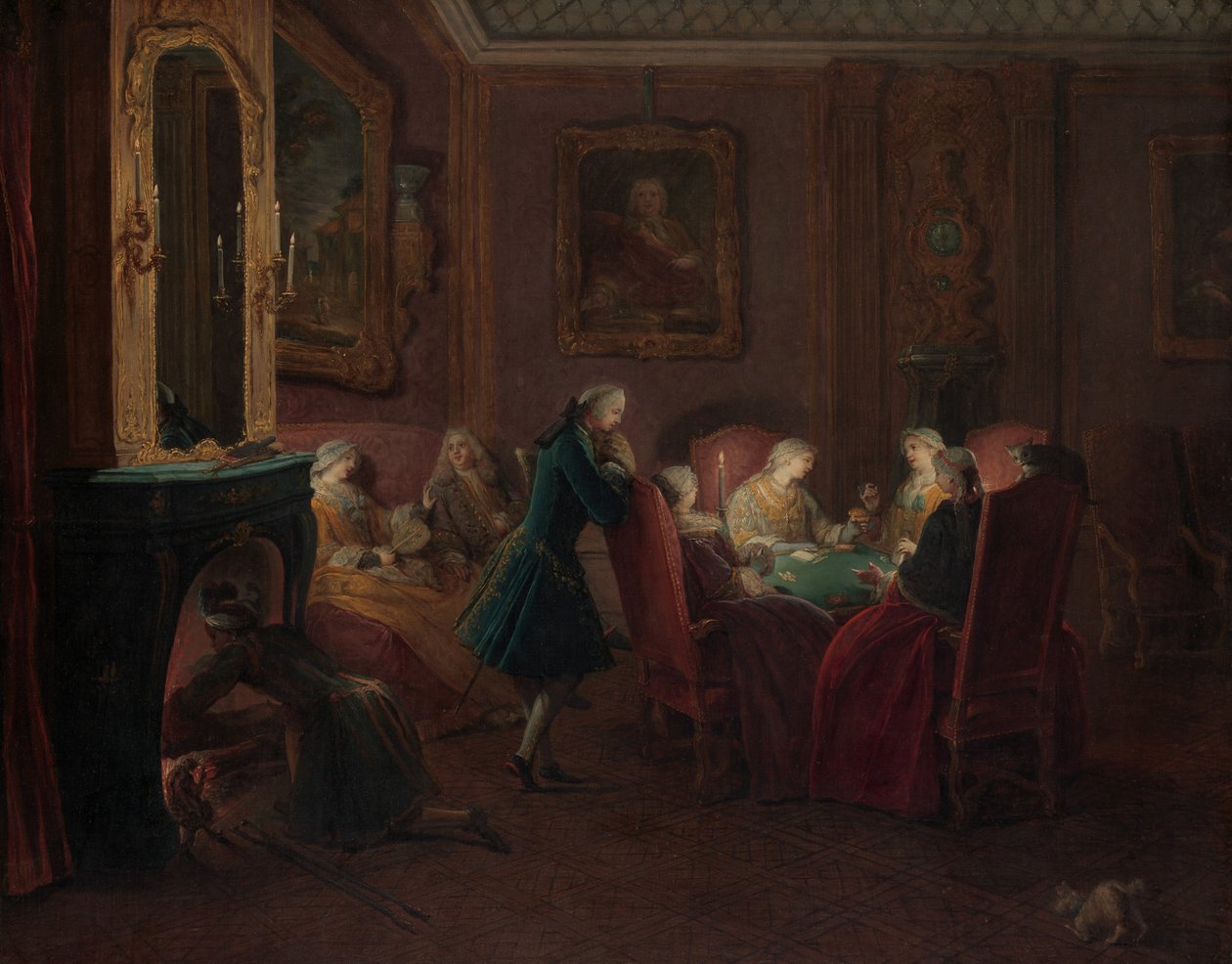 Kortspillere i en tegnestue. af Pierre Louis Dumesnil