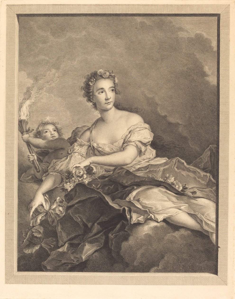 Natten går, Aurora dukker op af Pierre Maleuvre after Jean Marc Nattier