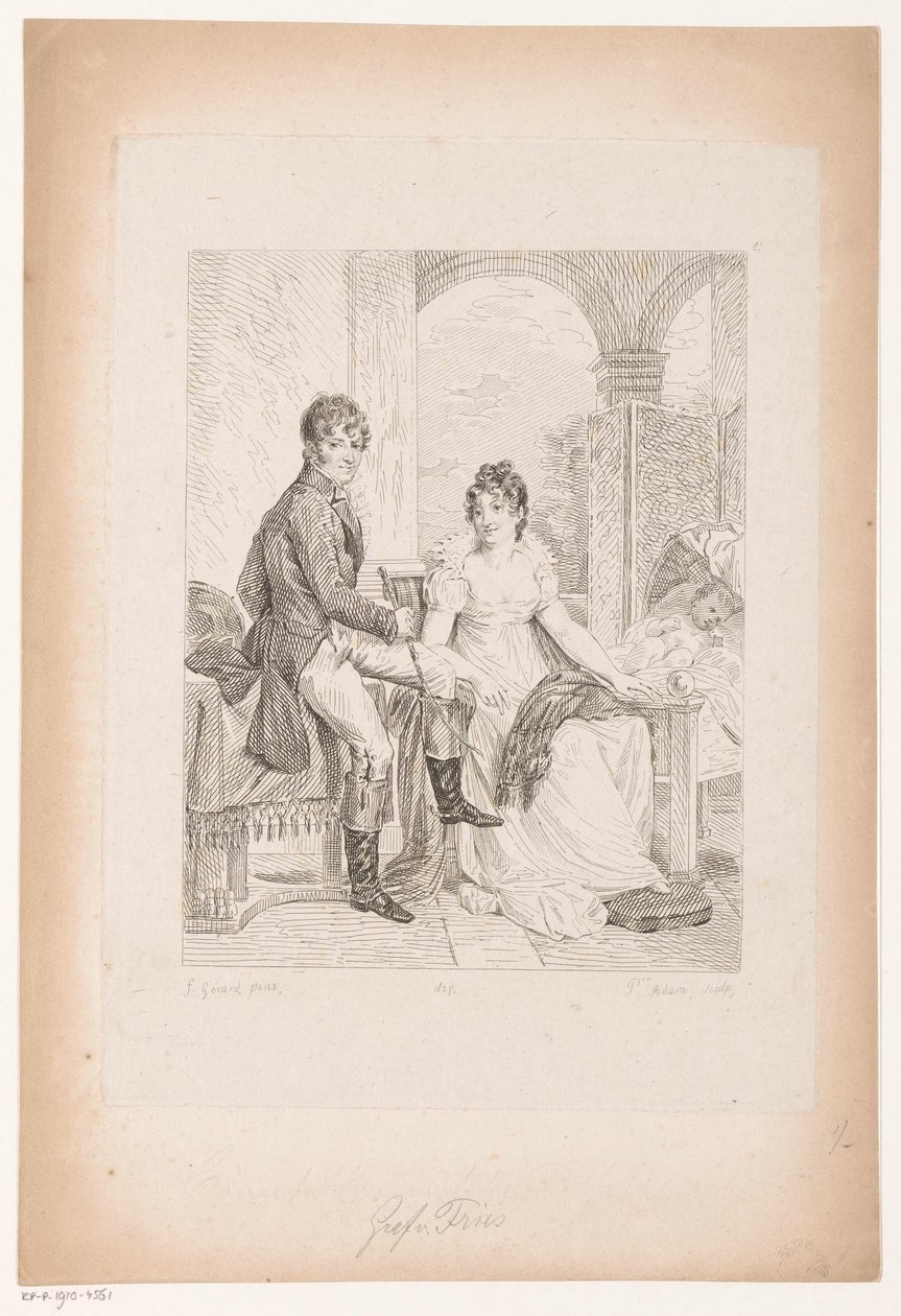 Portræt af Moritz von Fries og hans kone Samling af historiske portrætter af baron Gérard (serietitel) Samling af portrætter Historiques de Mr. le Baron Gerard (serietitel) af Pierre Michel Adam
