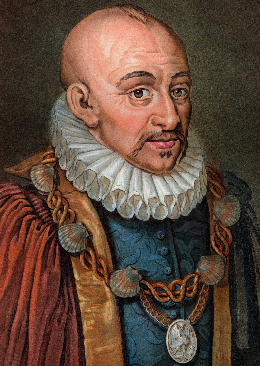 Michel Eyquem de Montaigne 1533-1592 - stik - 1800-tallet - Portræt af Michel Eyquem de Montaigne (1533-1592)", fransk humanistisk filosof. Gravering af Pierre Michel Alix af Pierre Michel Alix