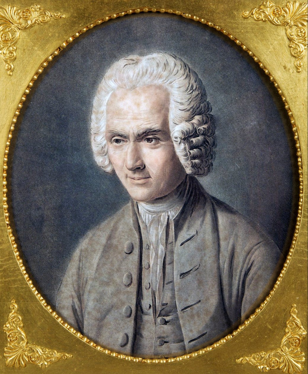 Portræt af Jean-Jacques Rousseau (1712-1778) af Alix, Pierre Michel (1762-1817). Akvatinte, størrelse : 40,5x36, , Privat samling af Pierre Michel Alix