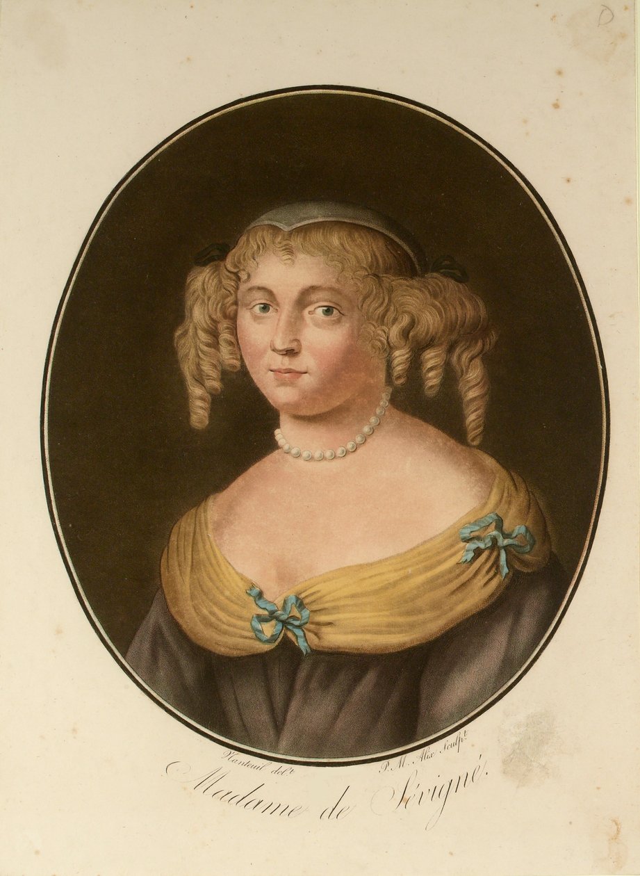 Portræt af Marie de Rabutin-Chantal, Marquise de Sévigné 1626-1696, 1797. af Pierre Michel Alix