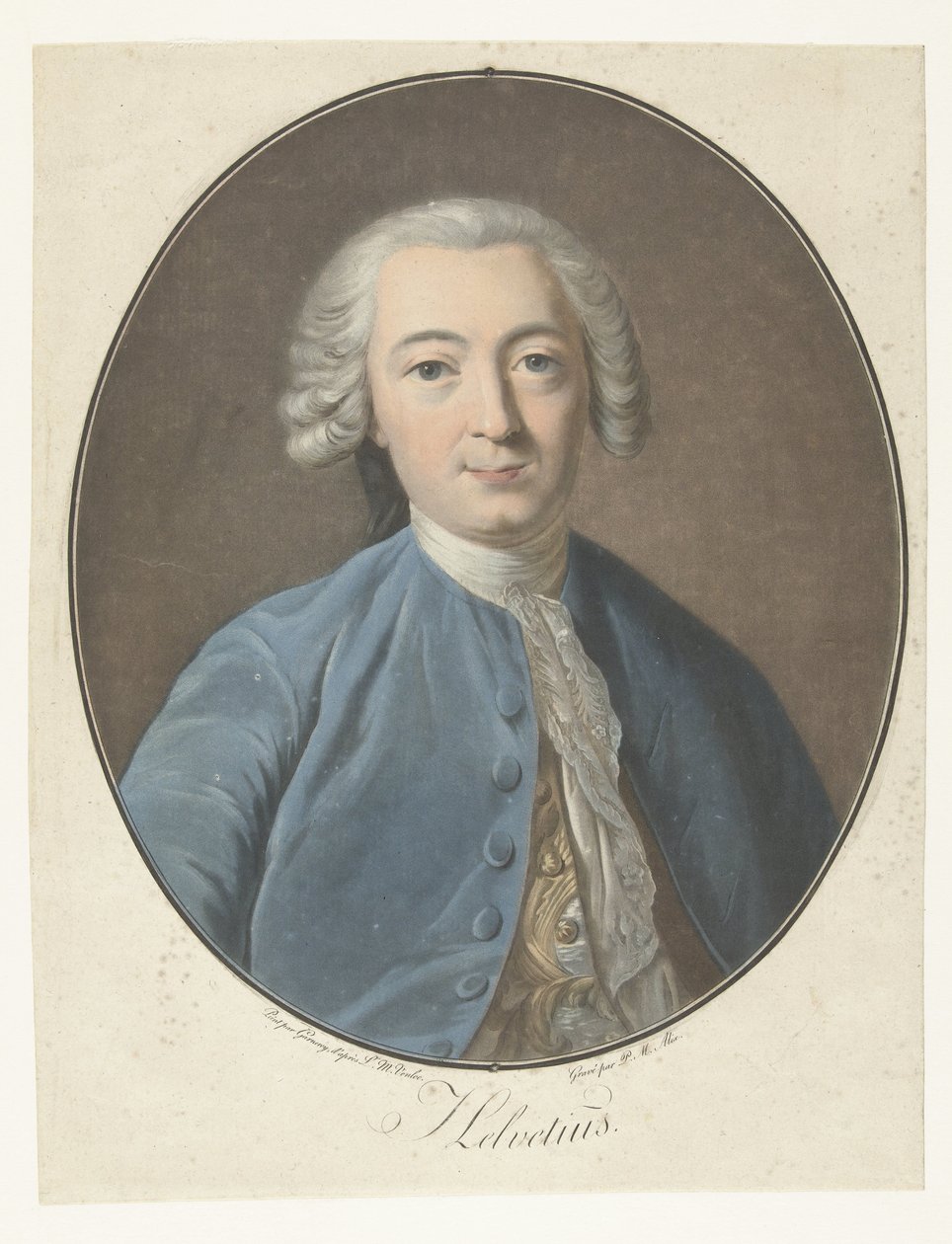 Portræt af Claude Adrien Helvetius Helvetius (titel på objekt) Collection of Great Men (serietitel) af Pierre Michel Alix