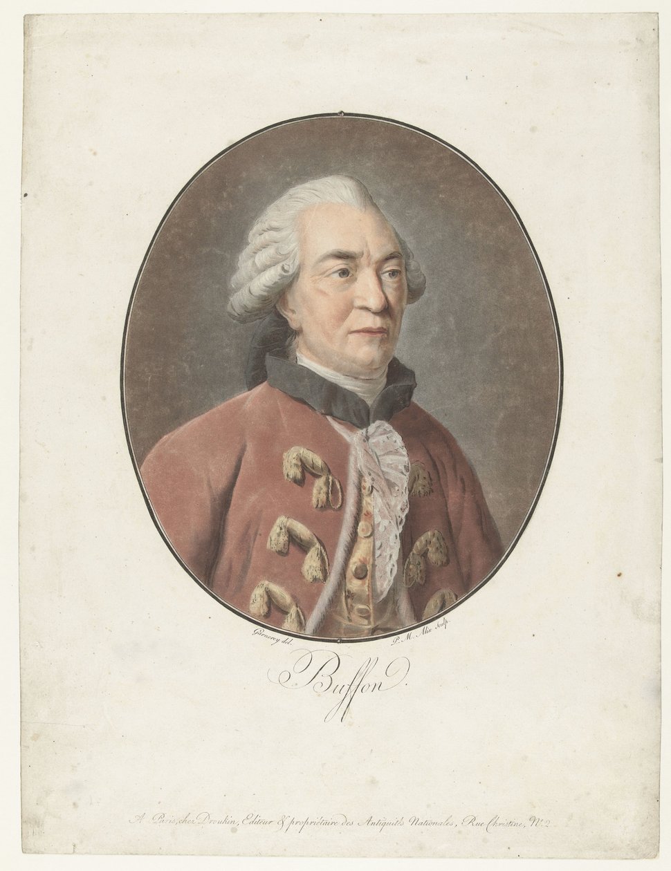 Portret af Georges Louis Leclerc graaf van Buffon Buffon (titel på objekt) Collection of Great Men (serietitel) af Pierre Michel Alix