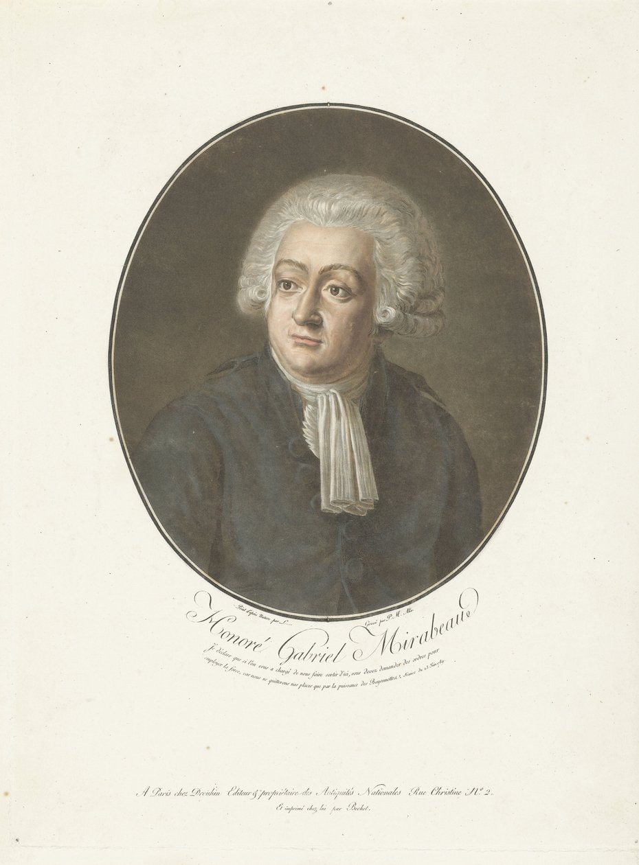 Portræt af Honoré Gabriel Mirabeau Honoré Gabriel Mirabeau (titel på objekt) Collection of Great Men (serietitel) af Pierre Michel Alix