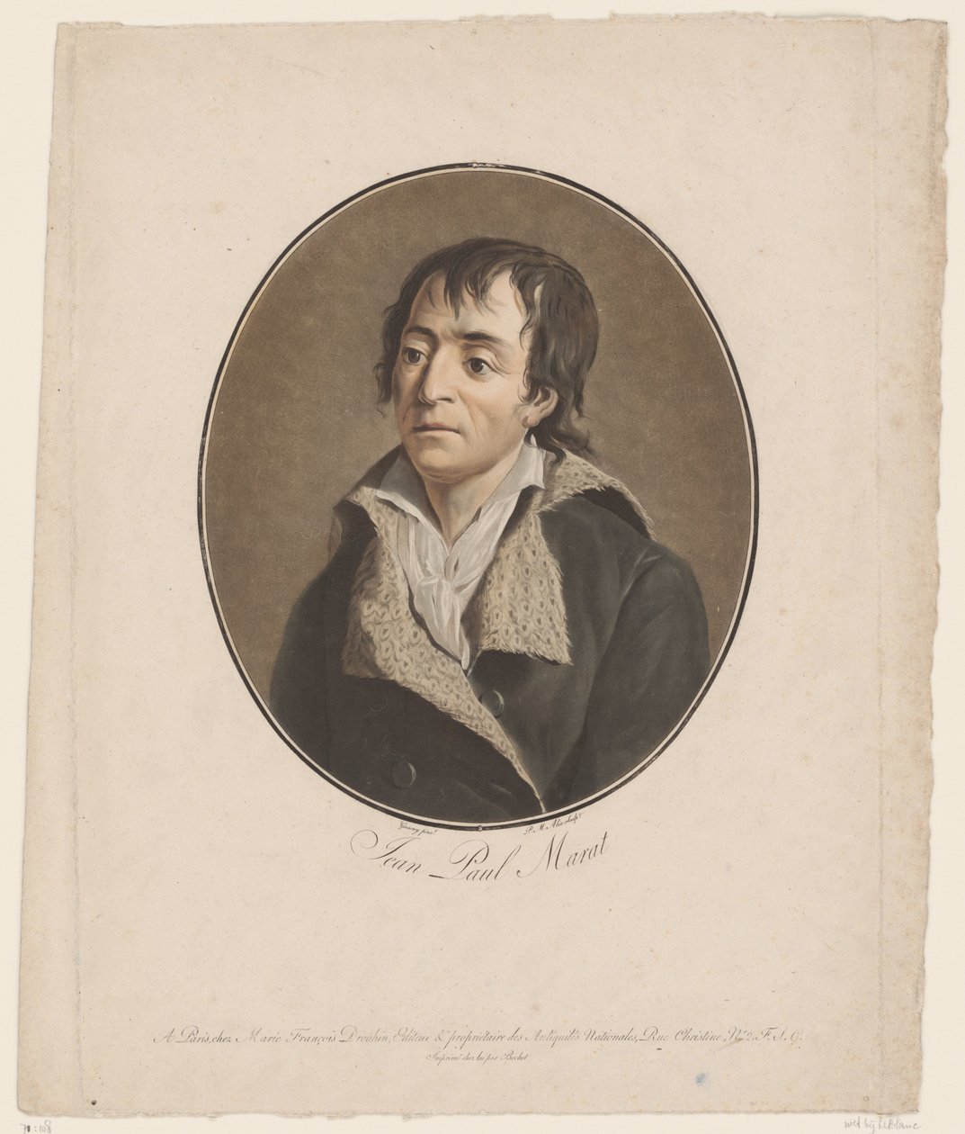 Portræt af Jean Paul Marat Jean Paul Marat (titel på objekt) Collection of Great Men (serietitel) af Pierre Michel Alix