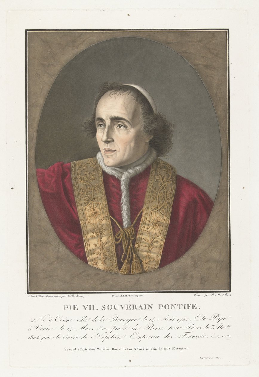 Portræt af Paus Pius VII Pius VII. suveræn pave (titel på objekt) af Pierre Michel Alix