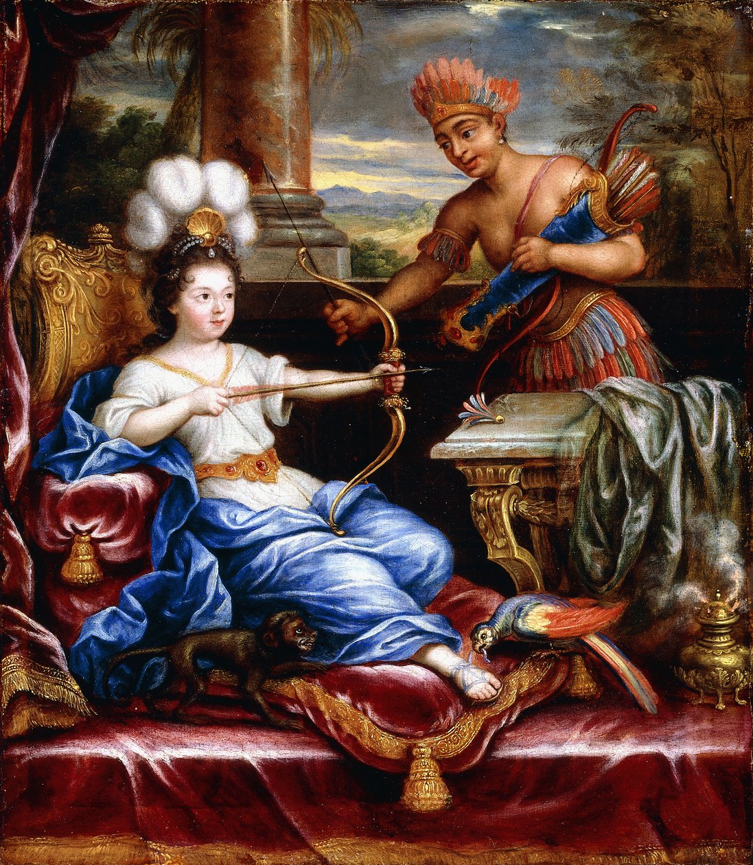 En allegori om Amerika, der hylder Europa, af Pierre Mignard