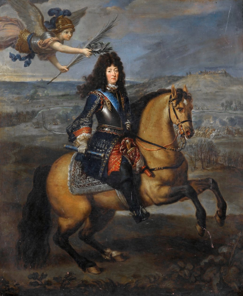 Rytterportræt af Ludvig XIV ved belejringen af Namur af Pierre Mignard