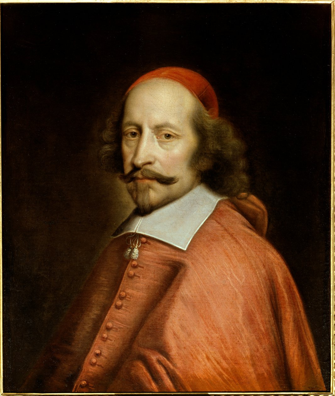 Portræt af kardinal Jules Mazarin (1602-1661) (Giulio Raimondo Mazzarino eller Mazarino), Maleri af Pierre Mignard (1612-1695) 1661 Søn. 0,65x0,55 m Chantilly, Grevens Museum - Portræt af kardinal Jules Mazarin (1602-1661) (Giulio Raimondo Mazzarino eller  af Pierre Mignard