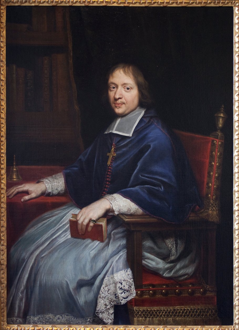 Portræt af Jacques Benigne (Jacques-Benigne) Bossuet (1627-1704), under hans første udnævnelse som eveque for Condom (Gers), i hans bibliotek. Maleri af Pierre Mignard (1612-1695), olie på lærred af Pierre Mignard