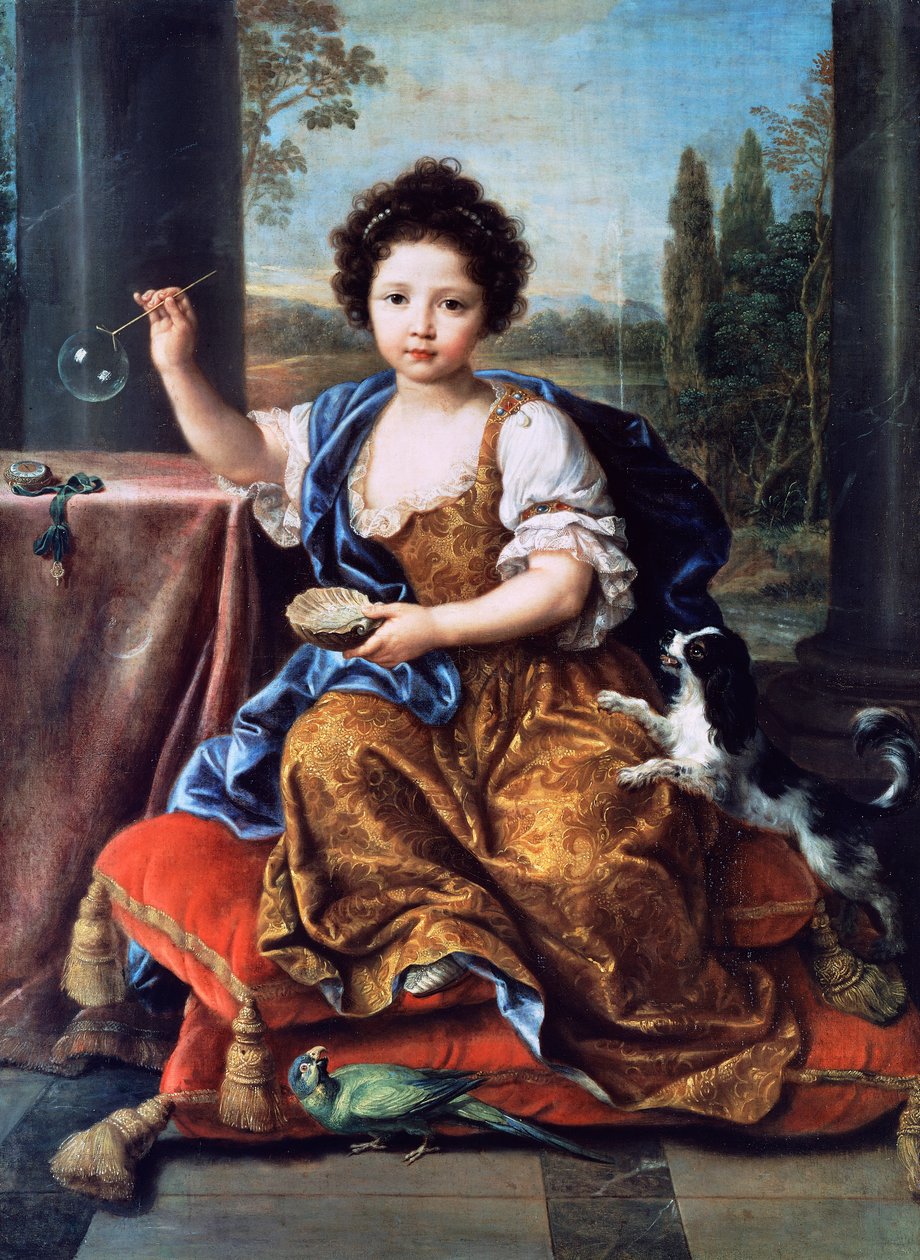 Portræt af Louise Marie Anne de Bourbon eller Mademoiselle de Tours (1674-1681), maleri af Pierre Mignard (1612-1695), olie på lærred af Pierre Mignard