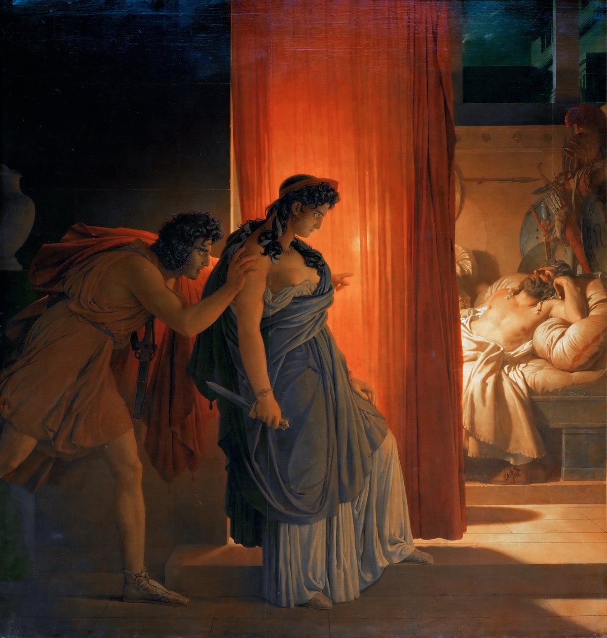 Clytemnestra tøver med at dræbe den sovende Agamemnon af Pierre Narcisse Guerin