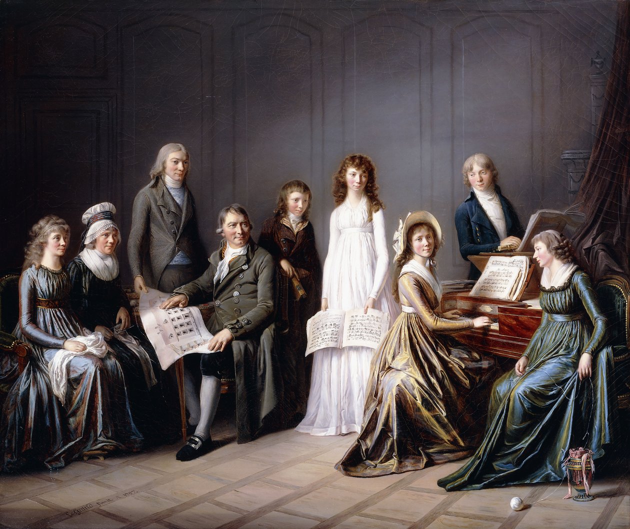 Portræt af Johann Burki, generalkommissær for kantonen Bern, og hans familie, 1797 af Pierre Nicolas Legrand