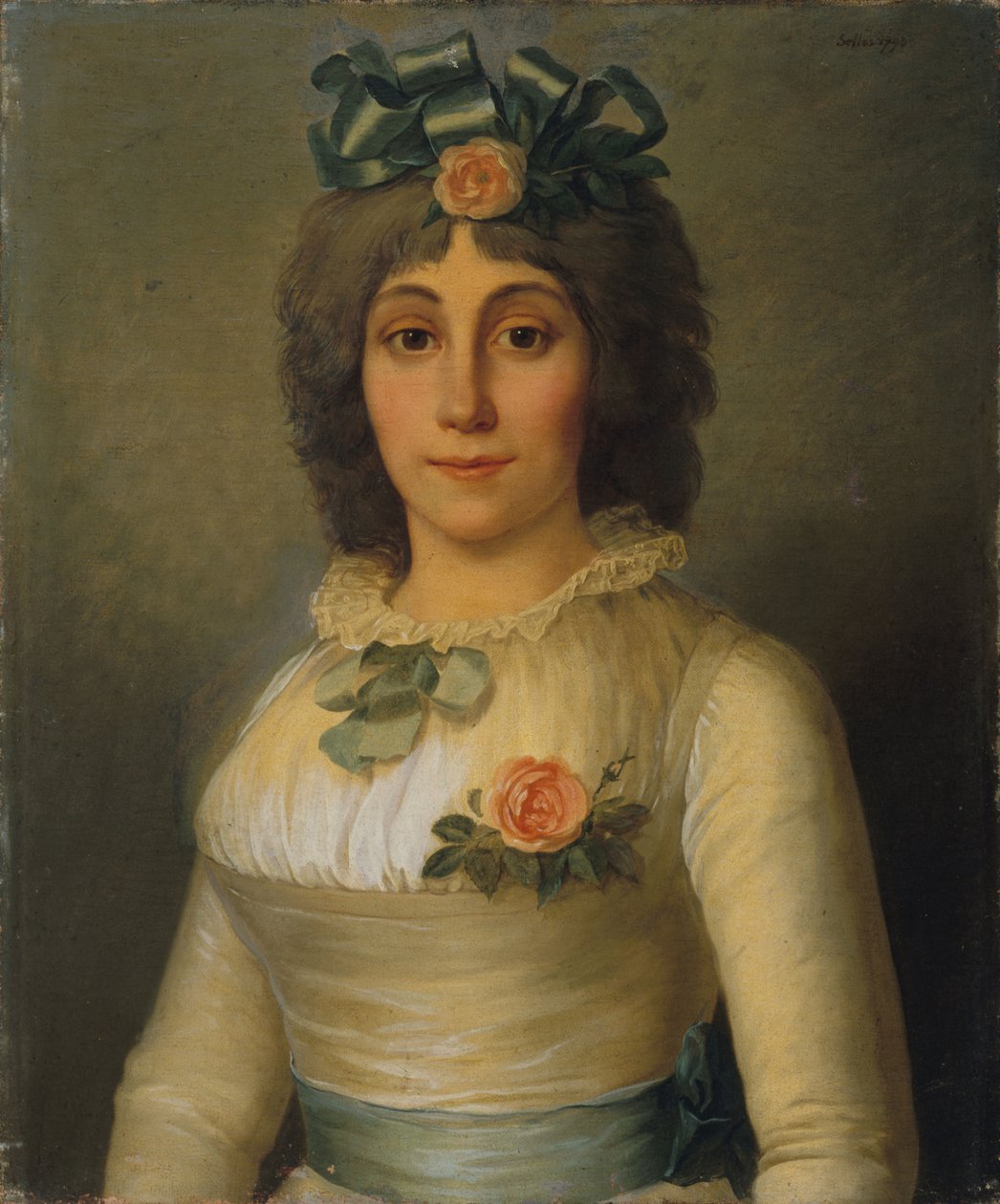 Portræt af Anne-Josèphe Théroigne de Méricourt 1762-1817, 1793. af Pierre Nicolas Selles