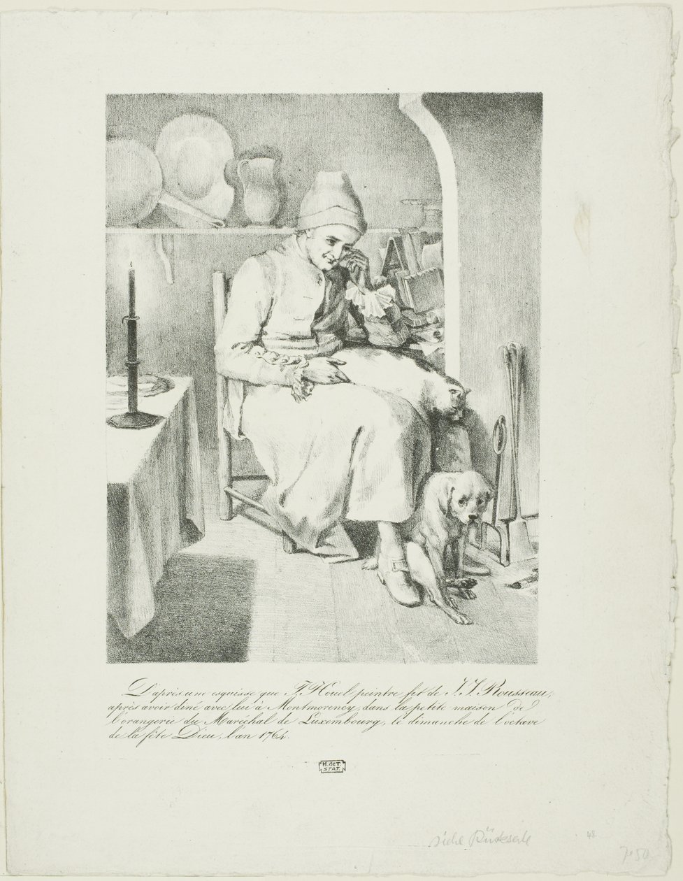 Skitse af Jean-Jacques Rousseau (recto); Skovscene (verso) af Pierre Nolasque Bergeret