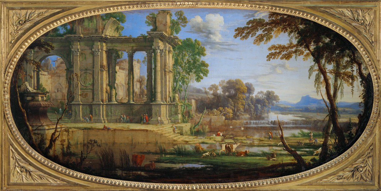 Paysage compose avec ruines antiques - Landskab med antikke ruiner ... af Pierre Patel