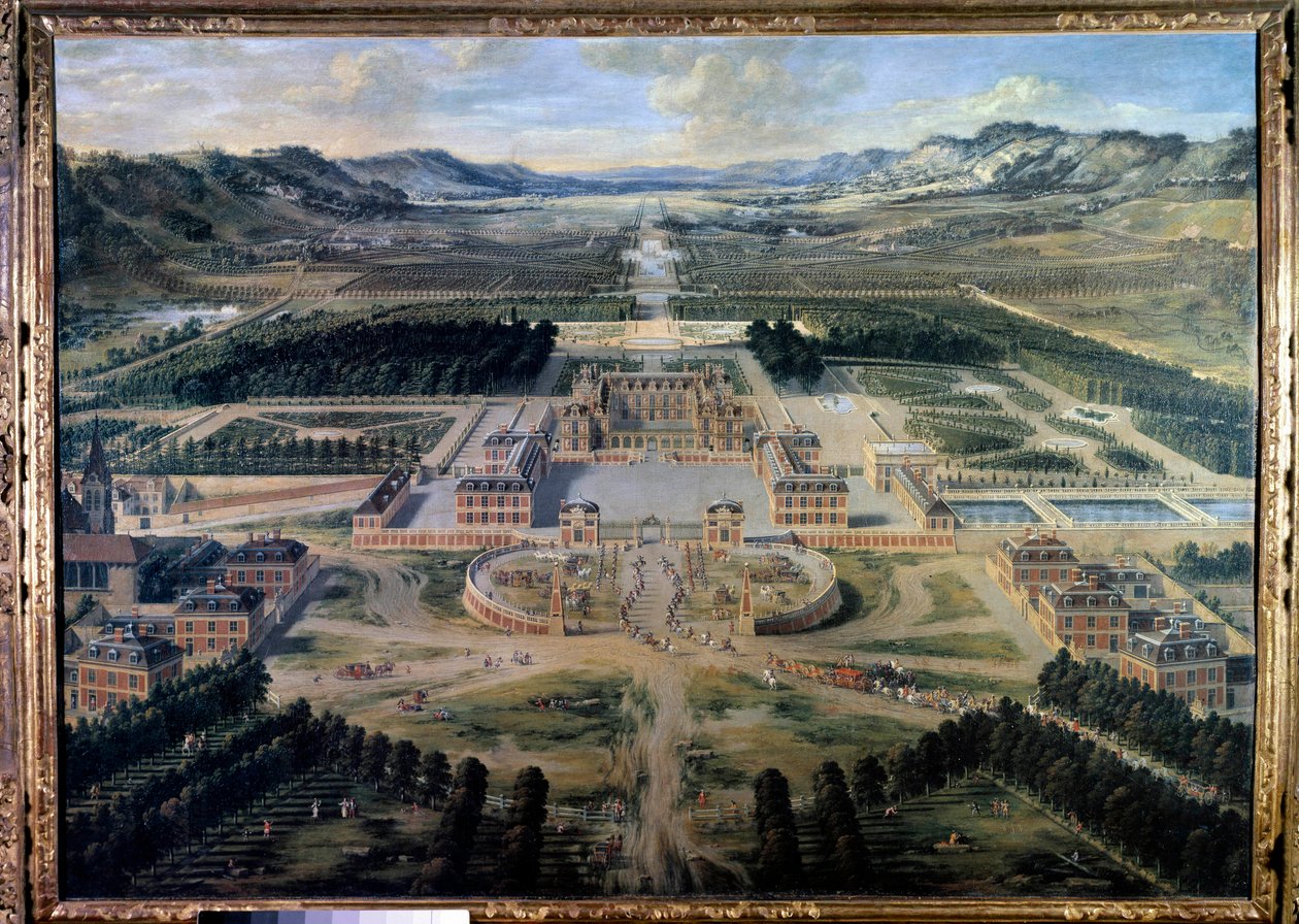 Udsigt over slottet og haverne i Versailles, taget fra Paris Avenue i 1668 (olie på lærred) af Pierre Patel