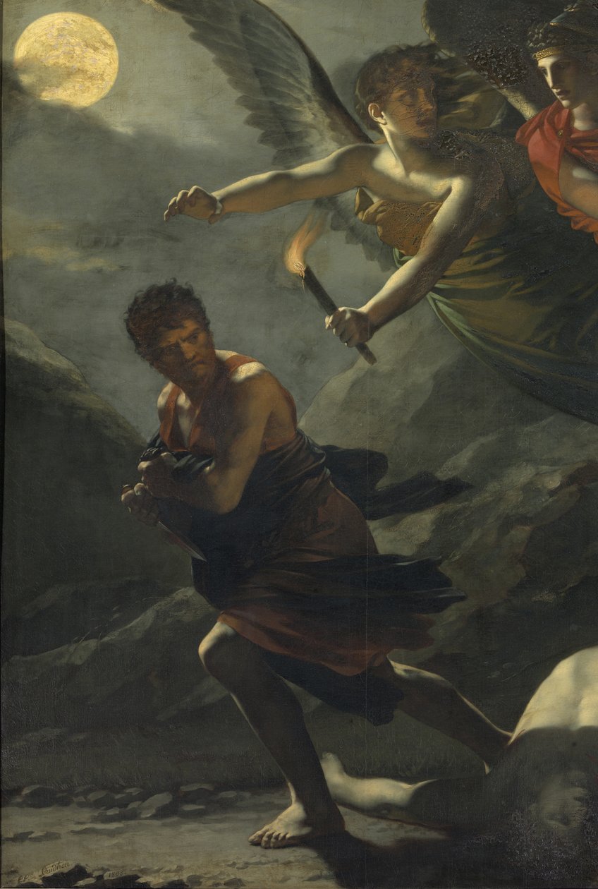 Detalje: Retfærdighed og guddommelig hævn, der forfølger kriminalitet af Pierre Paul Prudhon
