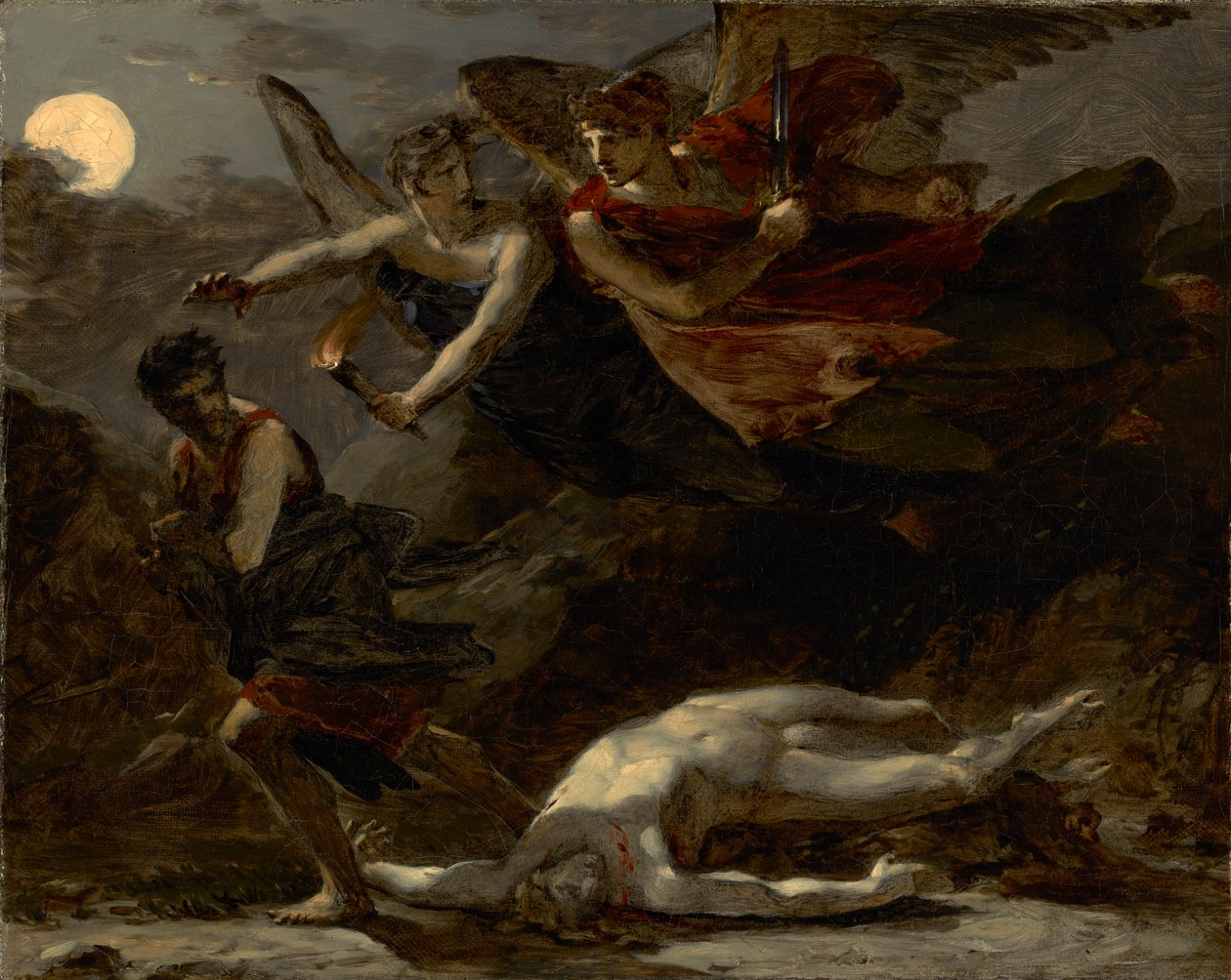 Retfærdighed og guddommelig hævn, der forfølger kriminalitet, ca. 1805-6 af Pierre Paul Prudhon
