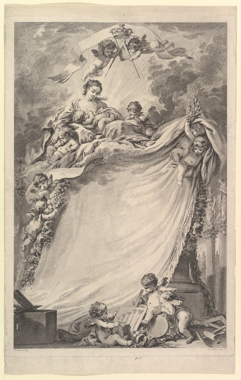 Diplom af frimurere i Bordeaux, 1765-66. af Pierre Philippe Choffard