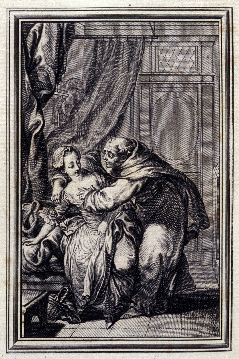 Hvordan ånden kommer til piger. i "Tales et nouvelles en verse" af Jean La Fontaine. 1776. Illustration af P.P. Choffard. af Pierre Philippe Choffard