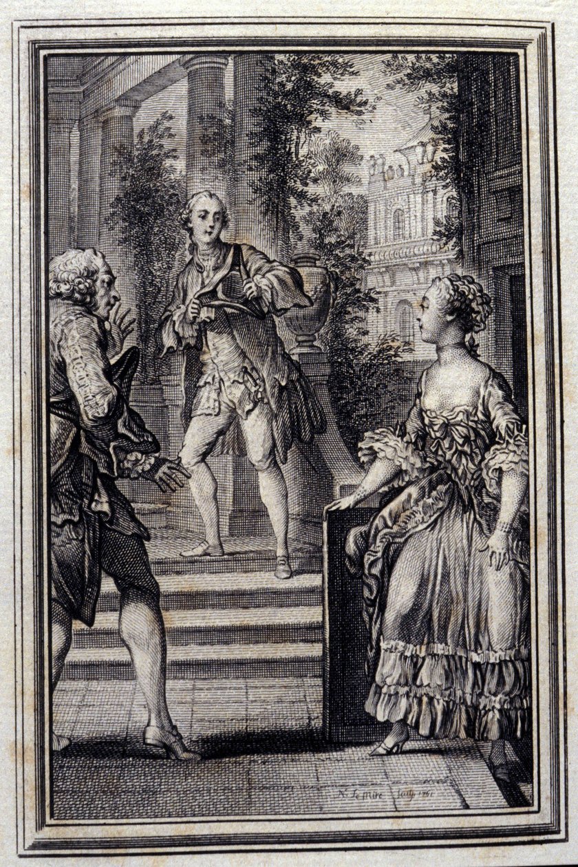 Den selvsikre uden at vide eller strategien - i "" Fortællinger og nyheder på vers "" af Jean La Fontaine. 1776. Illustration af P.P. Choffard. af Pierre Philippe Choffard