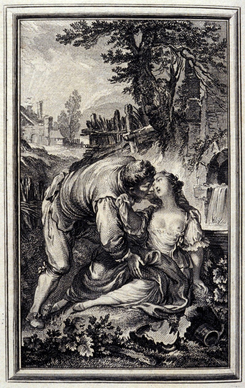 La Cruche - i ""Fortællinger og noveller på vers"" af Jean La Fontaine. 1776. Illustration af P.P. Choffard. af Pierre Philippe Choffard
