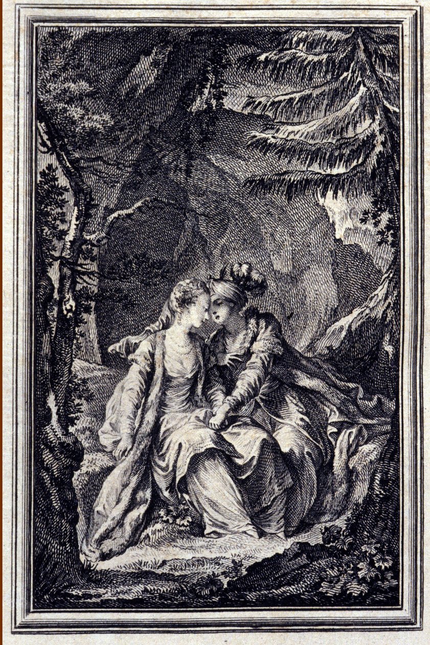 Forloveden til kongen af ​​Garbe - i "" Fortællinger og noveller på vers"" af Jean La Fontaine. 1776. Illustration af P.P. Choffard. af Pierre Philippe Choffard