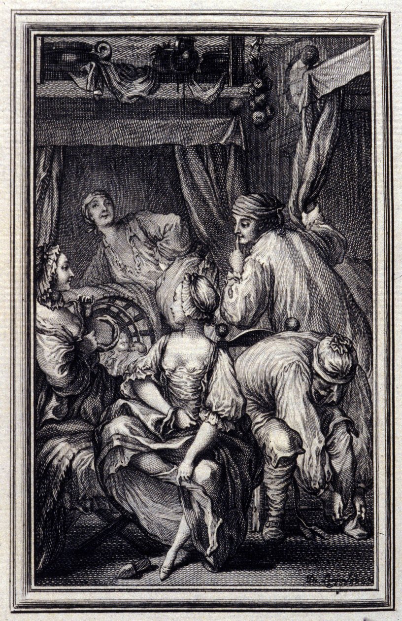 Le Cradle - i "" Fortællinger og noveller i vers "" af Jean La Fontaine. 1776. Illustration af P.P. Choffard. af Pierre Philippe Choffard