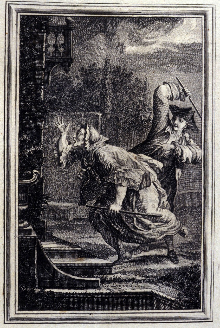 Le Cucku, slået og glad - i "" Fortællinger og noveller på vers"" af Jean La Fontaine. 1776. Illustration af P.P. Choffard. af Pierre Philippe Choffard