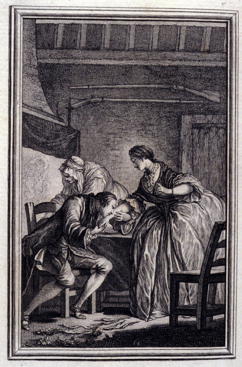 Falken - i ""Fortællinger og noveller på vers"" af Jean La Fontaine. 1776. Illustration af P.P. Choffard. af Pierre Philippe Choffard
