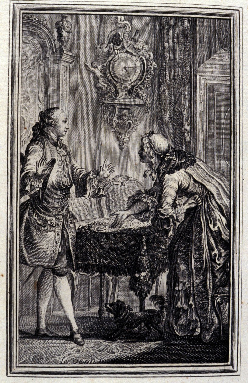 Le Gascon straffet - i "Tales et nouvelles en vers" af Jean La Fontaine. 1776. Illustration af P.P. Choffard. af Pierre Philippe Choffard