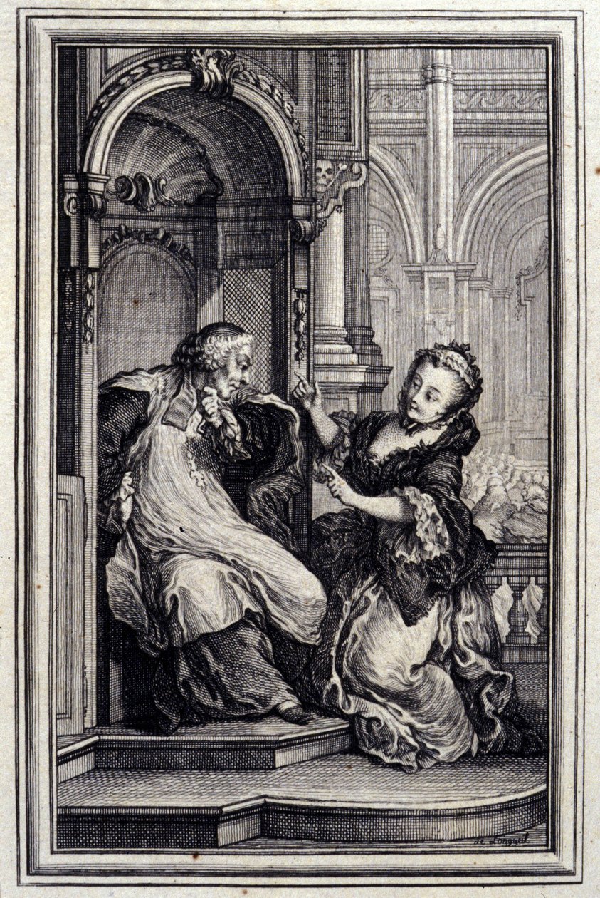 Den bekendende ægtemand - i "Fortællinger og noveller på vers" af Jean La Fontaine. 1776. Illustration af P.P. Choffard. af Pierre Philippe Choffard