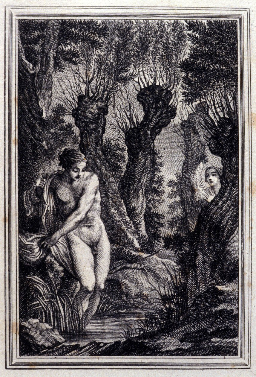 Samvittighedens sag - i "" Fortællinger og noveller på vers"" af Jean La Fontaine. 1776. Illustration af P.P. Choffard. af Pierre Philippe Choffard