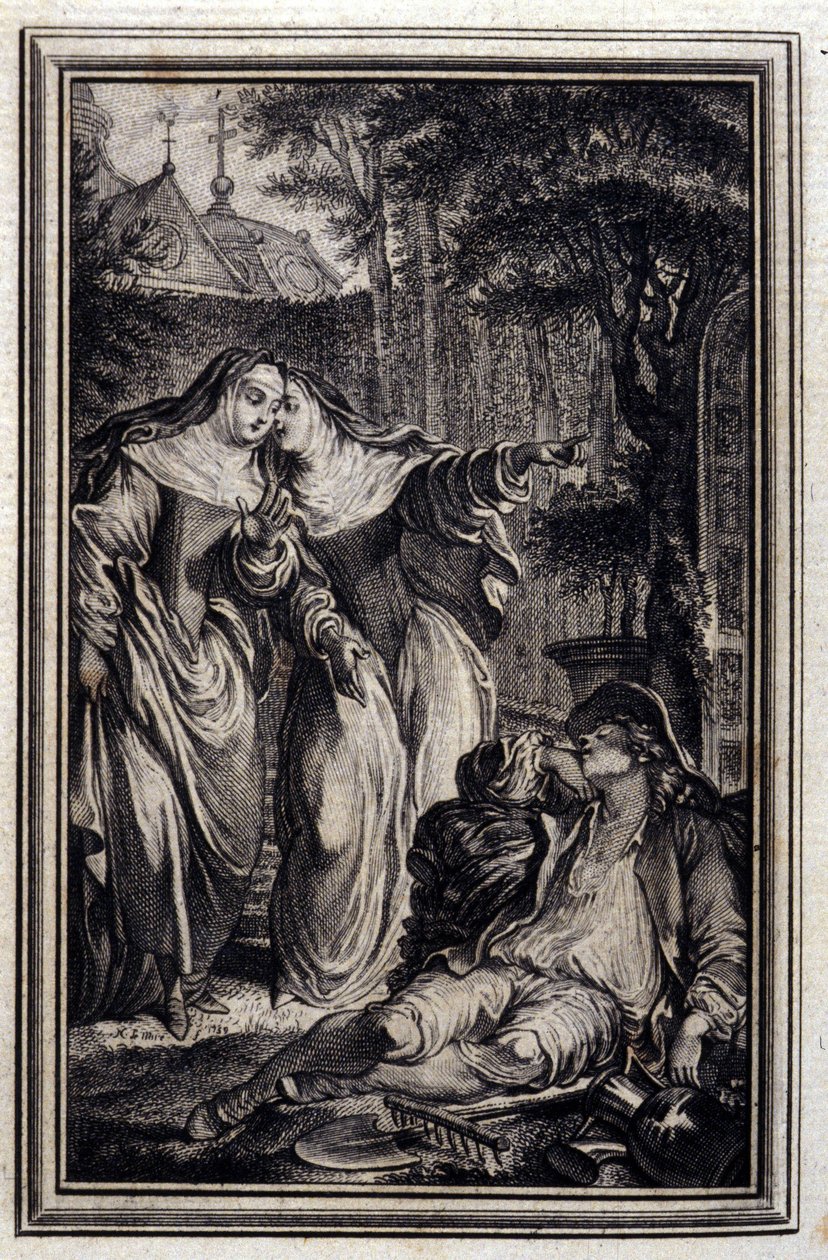 Mazet de Lamporechio - i "" Fortællinger og noveller i vers "" af Jean La Fontaine. 1776. Illustration af P.P. Choffard. af Pierre Philippe Choffard