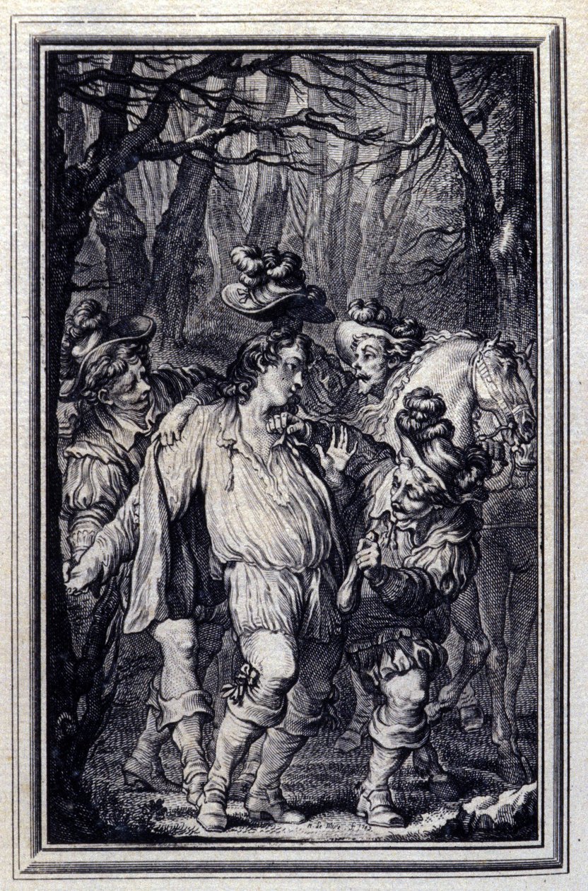 Sankt Juliens bøn. I ""Fortællinger og noveller på vers"" af Jean de La Fontaine, Amsterdam 1776. illustreret af P.P.Choffard. af Pierre Philippe Choffard